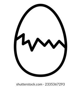 Cracked egg line icon. Hatch the chicken outline style pictogram on white background. Happy Easter traditional broken egg gift for mobile concept and web design. Vector graphics