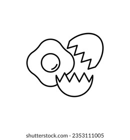 Cracked egg line icon. Vector illustration.