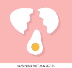 Cracked egg and shell illustration vector