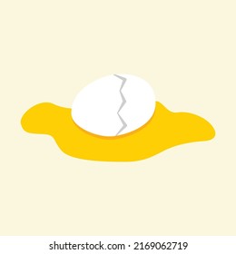 Cracked egg with shell and yolk vector illustration