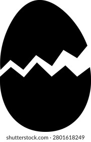 Cracked egg silhouette representing fragility and new life beginnings with breakfast, silhouette