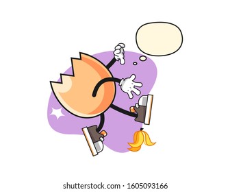 Cracked egg slip on banana peel with thought bubble cartoon. Mascot Character vector.