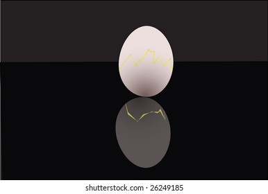 cracked egg under the  dark background