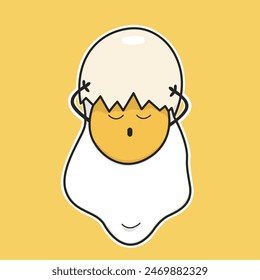 Cracked Egg Vector Cute Illustration