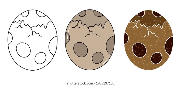 diseño vectorial de huevo craqueado. blanco y negro. mano digital dibujada. textura de grano