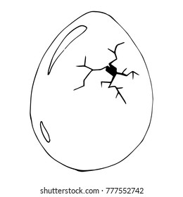 Cracked egg. Vector illustration of egg.  Hand drawn cracked egg.
