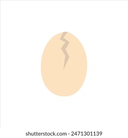 Ilustración vectorial de huevo agrietado sobre fondo blanco. Huevo roto