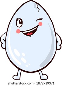 Cracked egg winking, illustration, vector on white background.