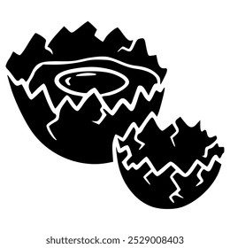 cracked eggs with crack texture details hand drawn glyph icon