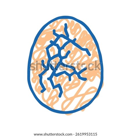 cracked eggshell fracture doodle icon sketch vector. cracked eggshell fracture sign. isolated symbol illustration