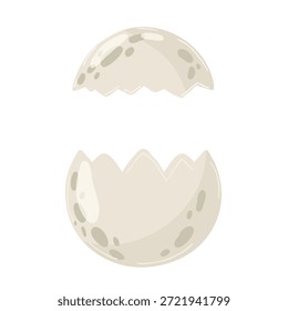 Mitades de cáscara de huevo agrietadas, Ilustración vectorial. Dibujado a mano cáscara de huevo vacía en estilo escandinavo rústico aislado en blanco para el concepto de nacimiento de Pascua, cocina, granja y diseño de la naturaleza.