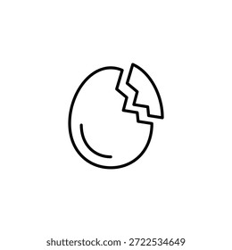 Contorno de cáscara de huevo agrietado Vector Icono gráfico de alimentos de aves de corral