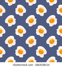 Huevos rotos, patrón sin costuras sobre fondo morado.