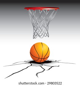 cracked floor with basketball goal