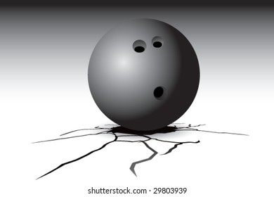 cracked floor with bowling ball