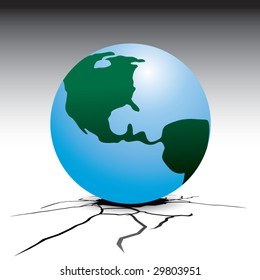cracked floor with earth