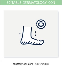 Cracked Foot Skin Line Icon. Podology, Dermatologic Disease. Dermatitis, Fungal Infection. Skin Care, Cosmetology, Medicine. Health And Beauty Concept. Isolated Vector Illustration. Editable Stroke