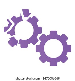 Cracked gear icon. Cartoon of cracked gear vector icon for web design isolated on white background