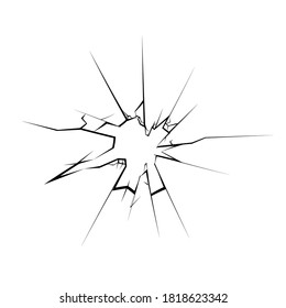 Cracked glass broken hole vector isolated illustration