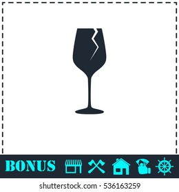 Cracked glass icon flat. Simple vector symbol and bonus icon