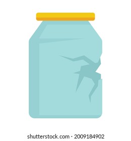 Cracked glass jar icon. Flat illustration of cracked glass jar vector icon isolated on white background