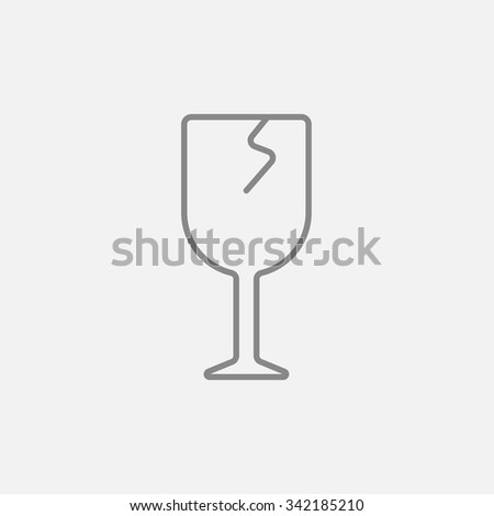 Cracked glass line icon for web, mobile and infographics. Vector dark grey icon isolated on light grey background.
