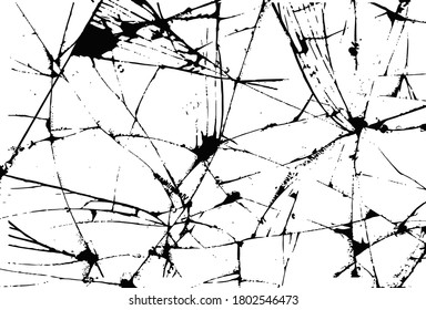 Cracked glass on transparent  background. Broken glass texture.  cracked glass effect, broken glass, cracked windows, cracked mirror or wall. EPS 10. Vector illustration