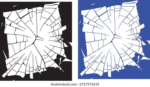 Padrão de vidro rachado preto e azul vidro quebrado janela rachada