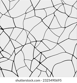 Cracked glass seamless pattern. Black and white background. Vector illustration.