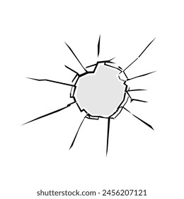 Cracked glass vector on white background. Broken glass illustration.