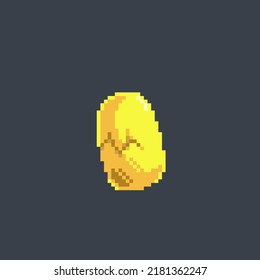 Cracked Golden Egg In Pixel Art Style