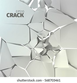 Cracked grey rock vector texture. Fractrure surface background