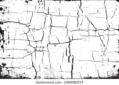 Cracked Ground Abstract Texture on White Background






