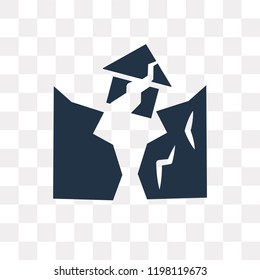 Cracked Ground Between Houses vector icon isolated on transparent background, Cracked Ground Between Houses transparency concept can be used web and mobile