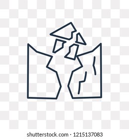 Cracked Ground Between Houses vector outline icon isolated on transparent background, high quality linear Cracked Ground Between Houses transparency concept can be used web and mobile