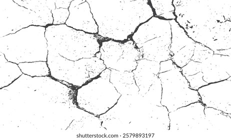 cracked ground, ground distress texture, damage texture. old wall background crack vector, grunge texture.

