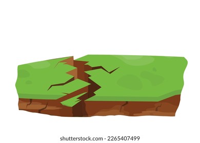 cracked ground in earthquake illustration. Ecology, geology and nature concept design element. 