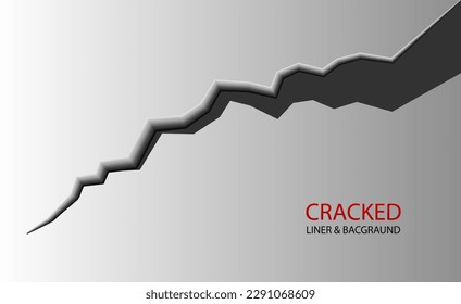 Masa agrietada. Grieta de textura de crack realista. Rift en la superficie. Terreno dividido después del terremoto. Crack en la pared o en el hielo. vector