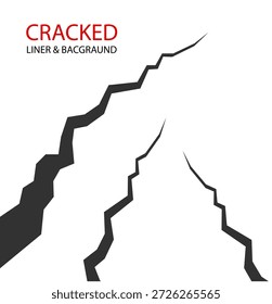 Chão rachado. Rachadura de textura de rachadura realista. Ruptura na superfície. Terreno dividido após terremoto. Quebra na parede ou no gelo. vetor