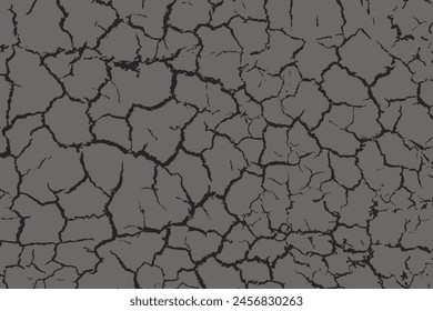Cracked ground surface background. Cracks vector texture.