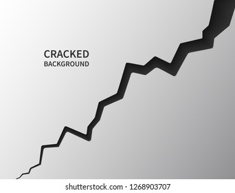 Cracked ground surface. Realistic crack texture. Earth crack. Rift on surface. Split terrain after earthquake. Crack on the wall or on the ice. Vector illustration.