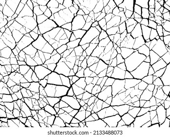 Cracked ground surface texture. Vector background.