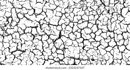 Cracked ground surface texture.  Vector illustration.