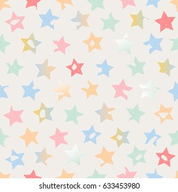 Cracked grunge stars seamless pattern. Textile or wrapping paper