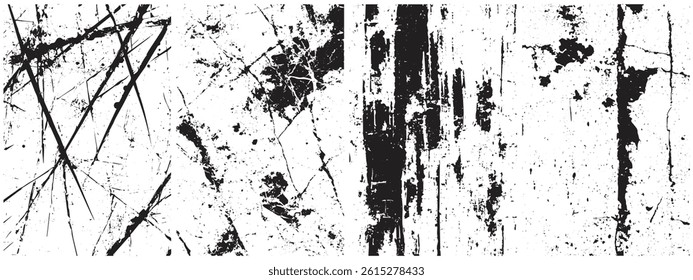Cracked Grunge Texture Set, Distressed Scratches, Peeling Paint, and Weathered Urban Overlays for Abstract Design