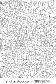 Cracked Grunge Texture. Weathered Messy Background. Black And White. Vector.