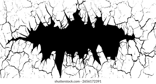 Textura agrietada de la pared del grunge con el agujero negro central - fondo Abstractas afligido