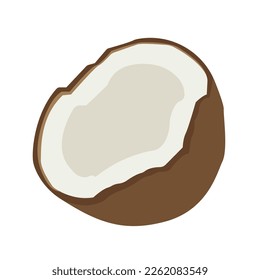 Cracked half a coconut emoji vector illustration