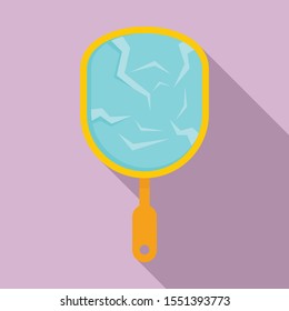 Cracked Hand Mirror Icon. Flat Illustration Of Cracked Hand Mirror Vector Icon For Web Design