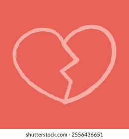 Cracked heart doodle color. Clip art hand draw illustration.